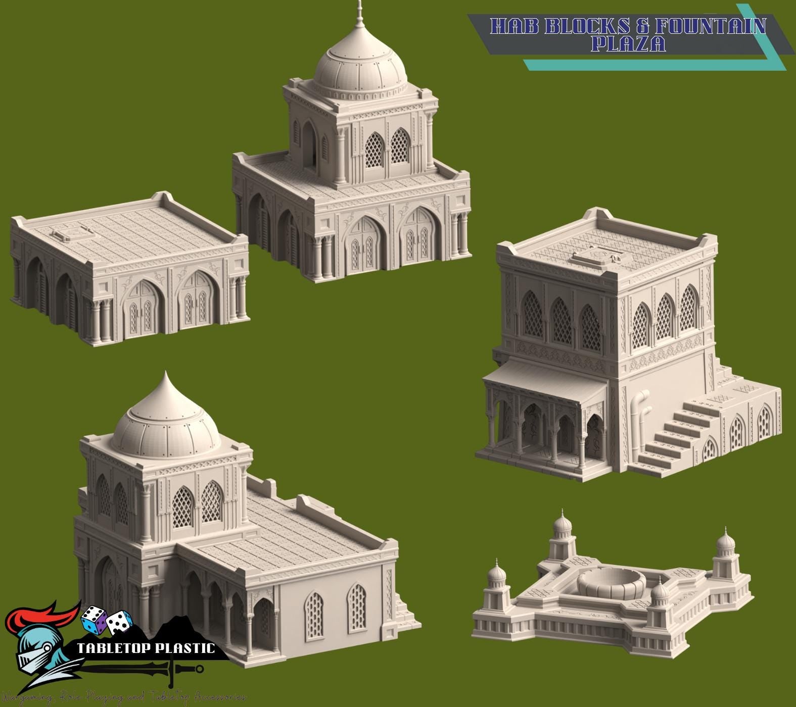 Epic Scale 15mm Desert Fortress City Terrain — Palaces, Walls & Hab Blocks Tabletop Scenery