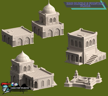 Epic Scale 15mm Desert Fortress City Terrain — Palaces, Walls & Hab Blocks Tabletop Scenery