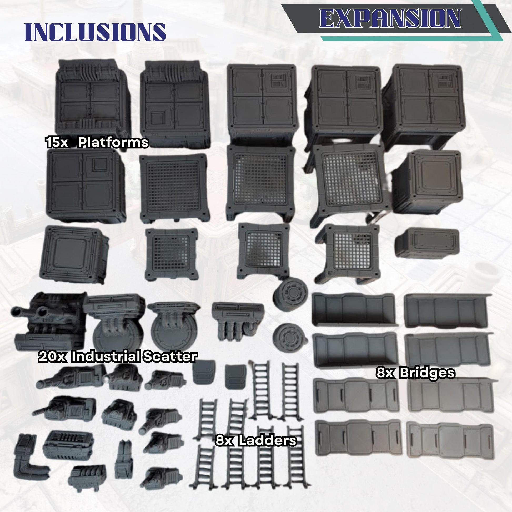 Industrial Terrain Set: Modular 28mm Wargame Scenery