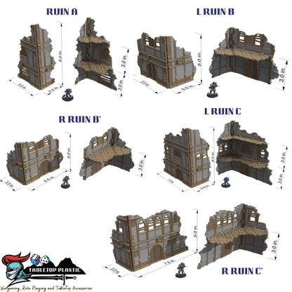 Foldable Gothic Ruins Terrain Set: Grimdark Tournament Ready