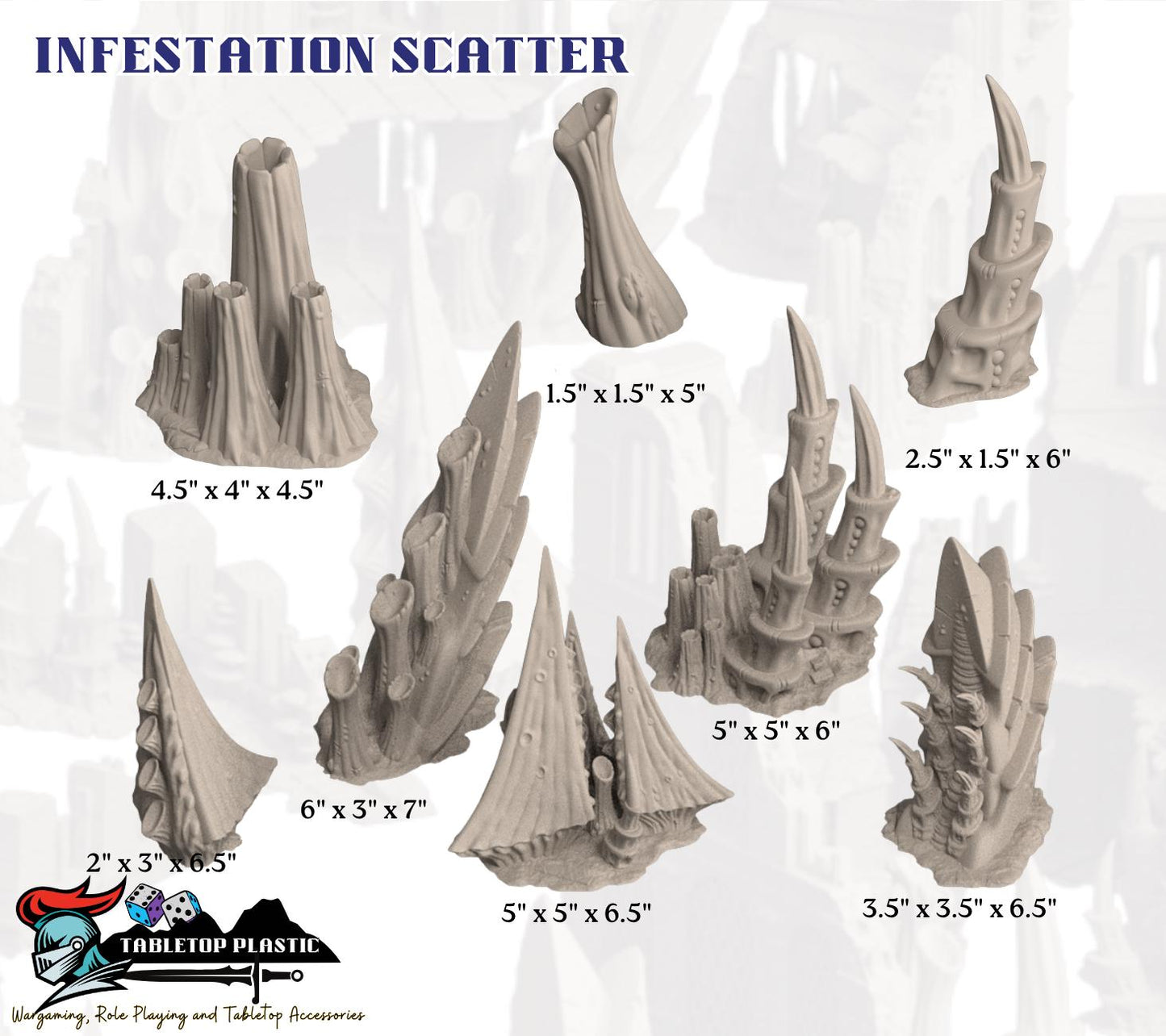 Alien Infested Ruins Terrain, 28-32mm Sci-Fi Table Scenery