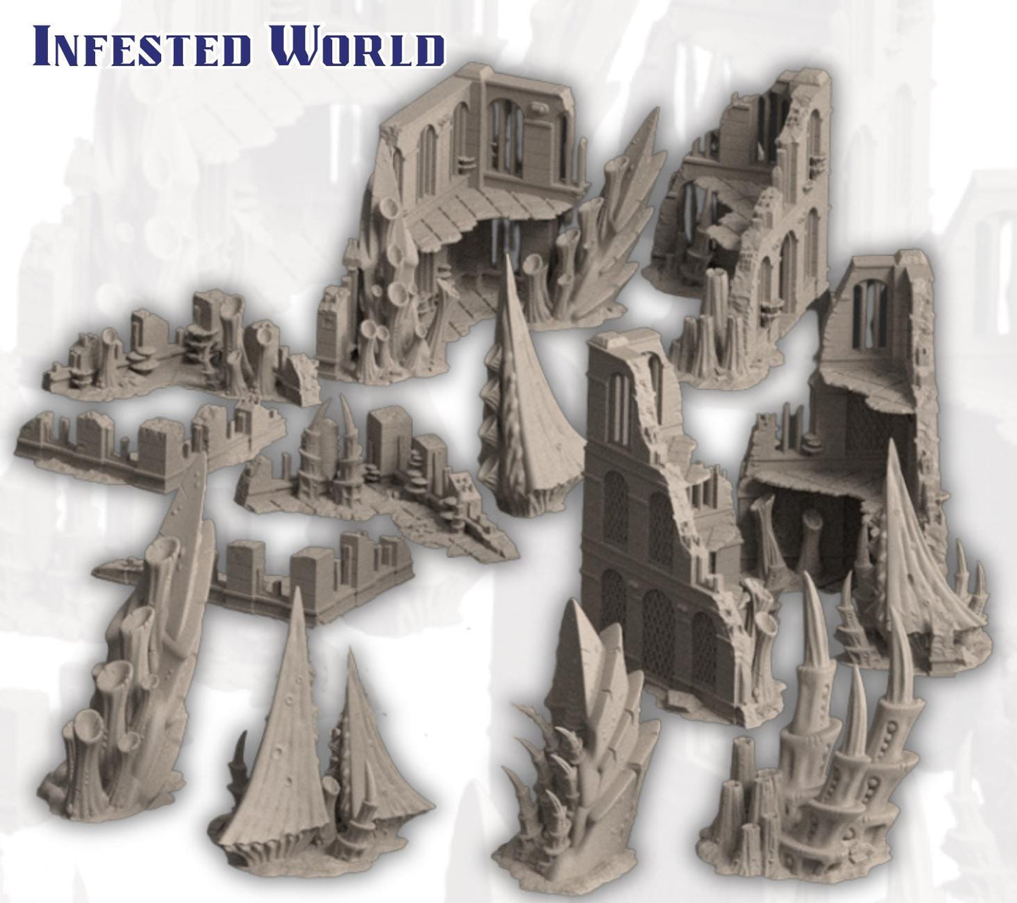 Alien Hive Terrain, Sci-Fi Spires and Platforms, 28-32mm Wargaming Scenery