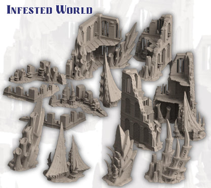 Alien Infested Ruins Terrain, 28-32mm Sci-Fi Table Scenery