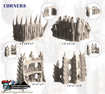 Evolved Alien Infestation Terrain, 28-32mm Sci-Fi Corner Ruins, Nests & Spores