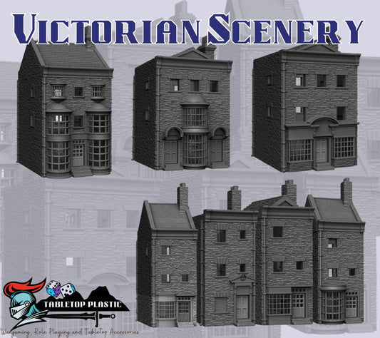 Victorian Townhouse Terrain Set | 7 Three-Story Shops & Residences for Malifaux/Steampunk Tables