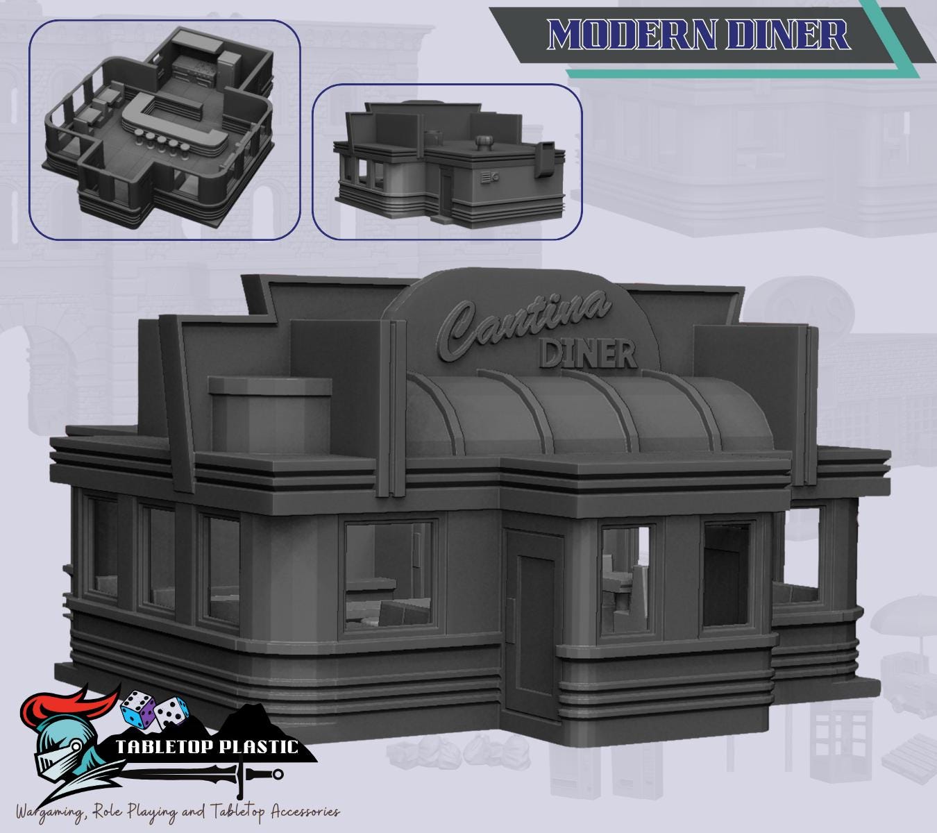 Modern Urban Terrain Set | Gas Station, Diner, Street Scatter & Multi-Story Building (MCP Scale)