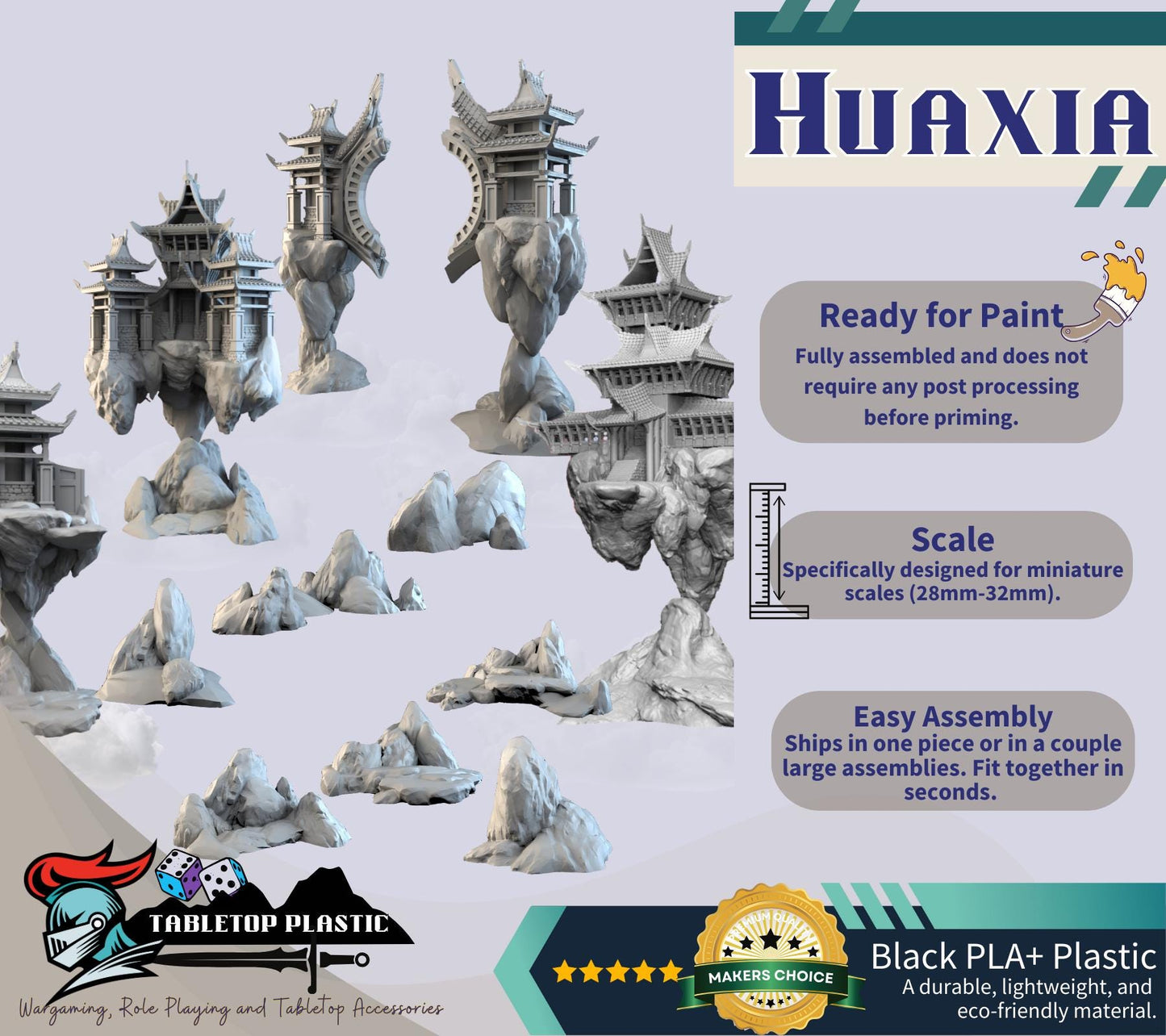 Eastern Floating Temple Terrain – Huaxia Sky Scenery Set | Shrine, Portal, Watchtower, Way Station & Rocks