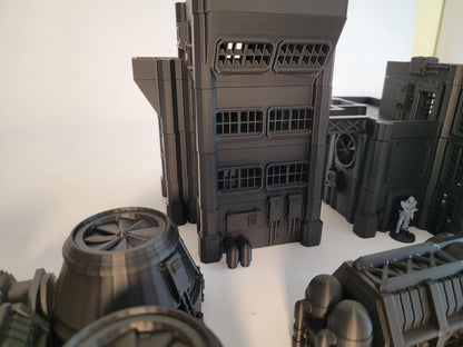 Cyberpunk NeoCity Terrain Set | Infinity-Scale Buildings, Power Station & Vehicles