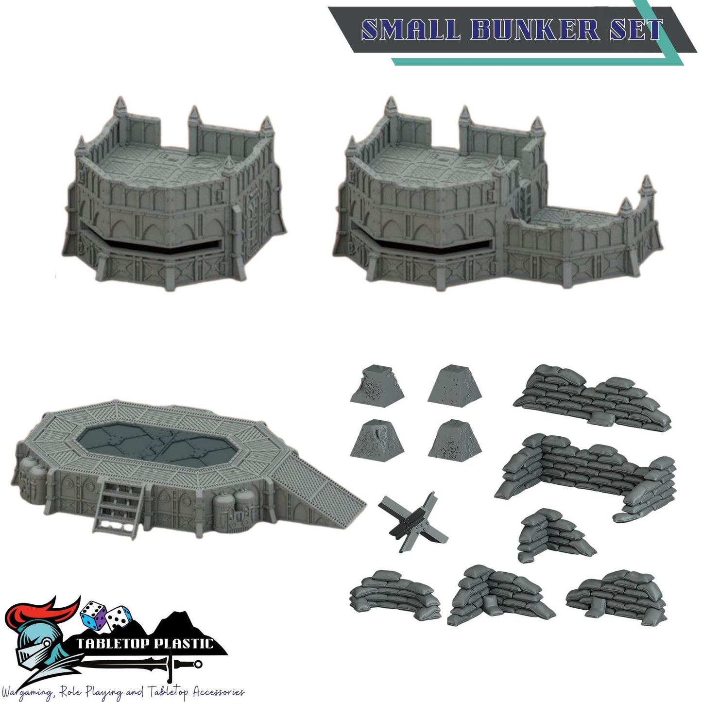 Sci-Fi Fortress Terrain, Modular Trenches & Walls, Bunkers/Turrets, Landing Pad — Gothic Sector Fortress (28–32mm)