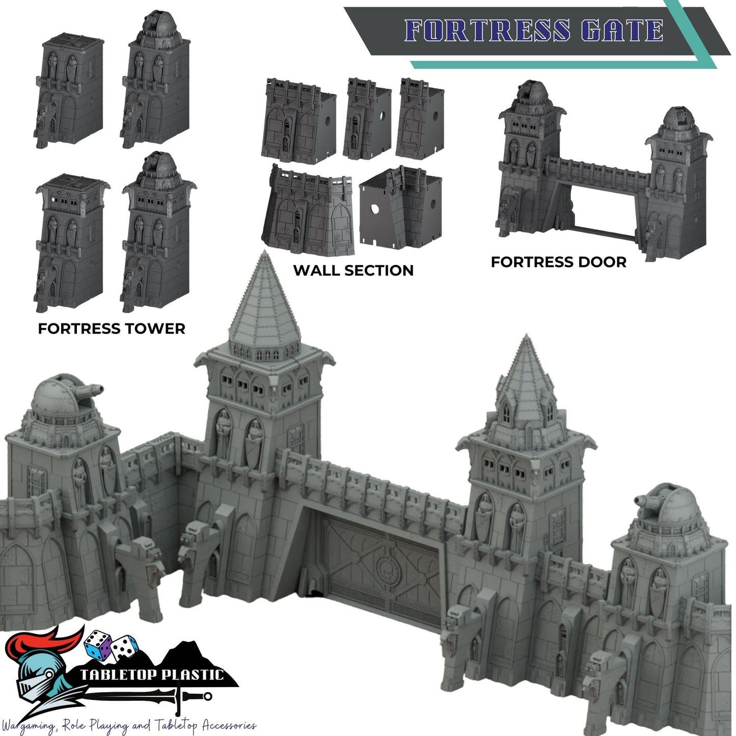 Sci-Fi Fortress Terrain, Modular Trenches & Walls, Bunkers/Turrets, Landing Pad — Gothic Sector Fortress (28–32mm)