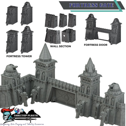 Sci-Fi Fortress Terrain, Modular Trenches & Walls, Bunkers/Turrets, Landing Pad — Gothic Sector Fortress (28–32mm)
