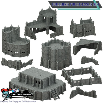 Sci-Fi Fortress Terrain, Modular Trenches & Walls, Bunkers/Turrets, Landing Pad — Gothic Sector Fortress (28–32mm)