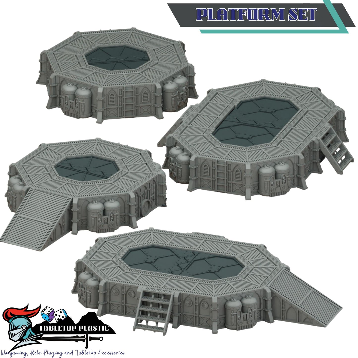 Sci-Fi Fortress Terrain, Modular Trenches & Walls, Bunkers/Turrets, Landing Pad — Gothic Sector Fortress (28–32mm)