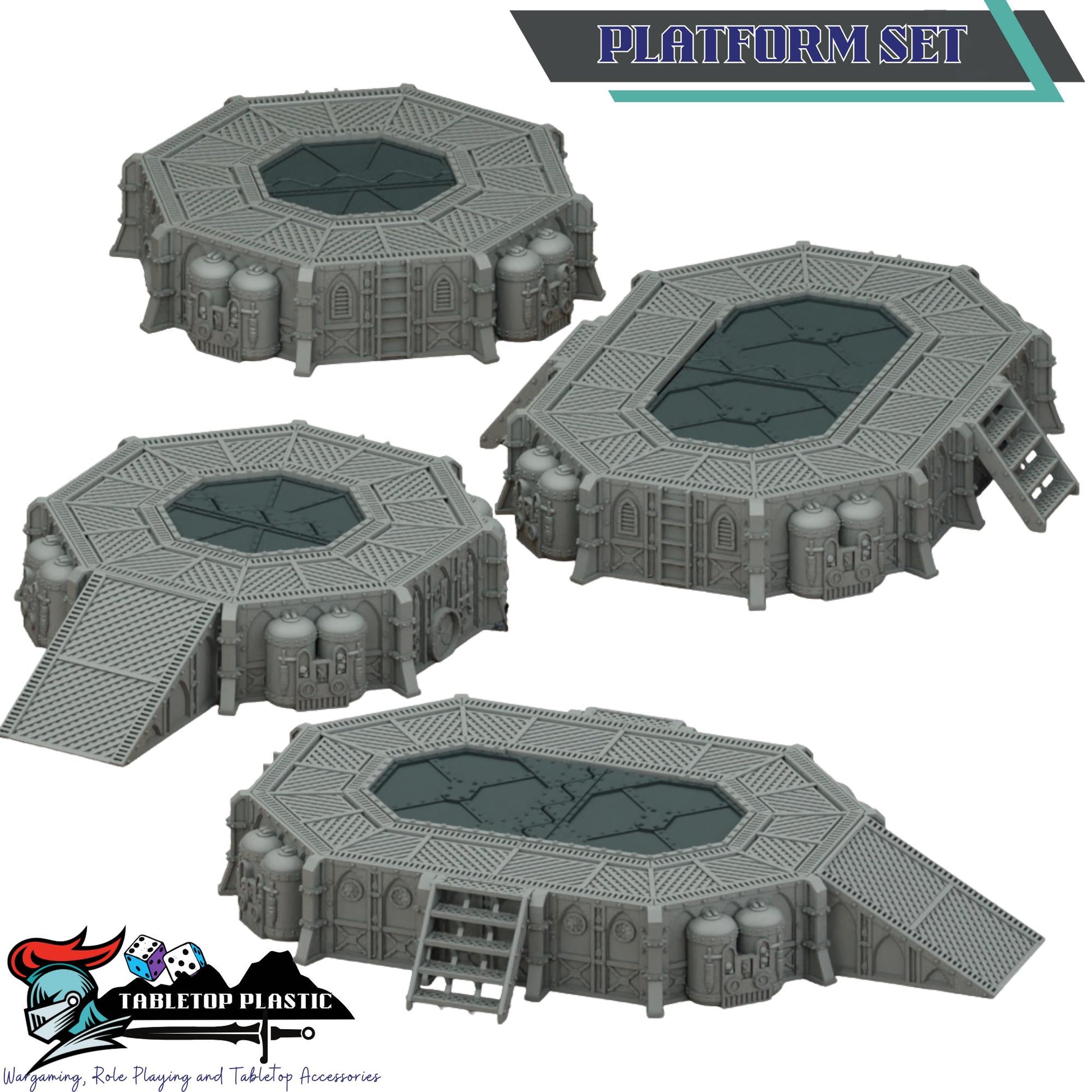 Sci-Fi Fortress Terrain, Modular Trenches & Walls, Bunkers/Turrets, Landing Pad — Gothic Sector Fortress (28–32mm)