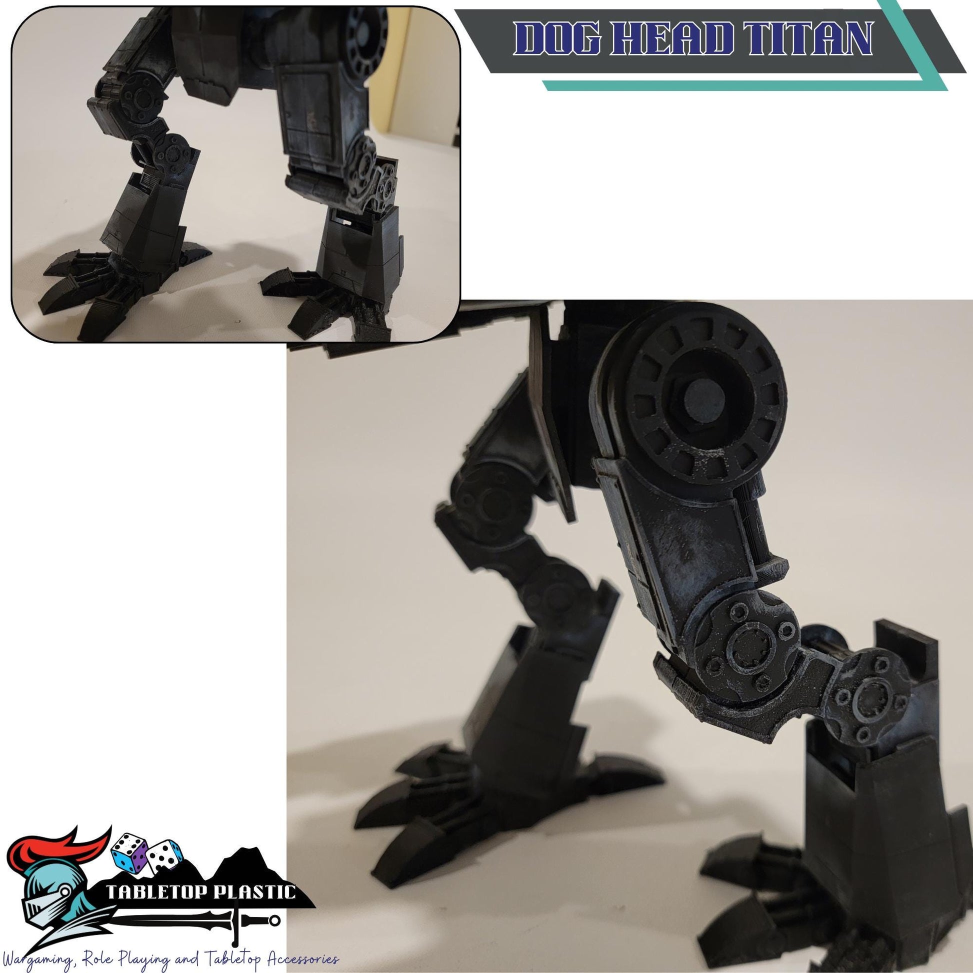 Dog Head Titan Proxy, Scout-Class Titan Walker, Magnet-Ready Weapons, 10.5” Tall, FDM Printed Model