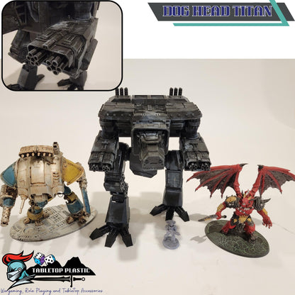 Dog Head Titan Proxy, Scout-Class Titan Walker, Magnet-Ready Weapons, 10.5” Tall, FDM Printed Model