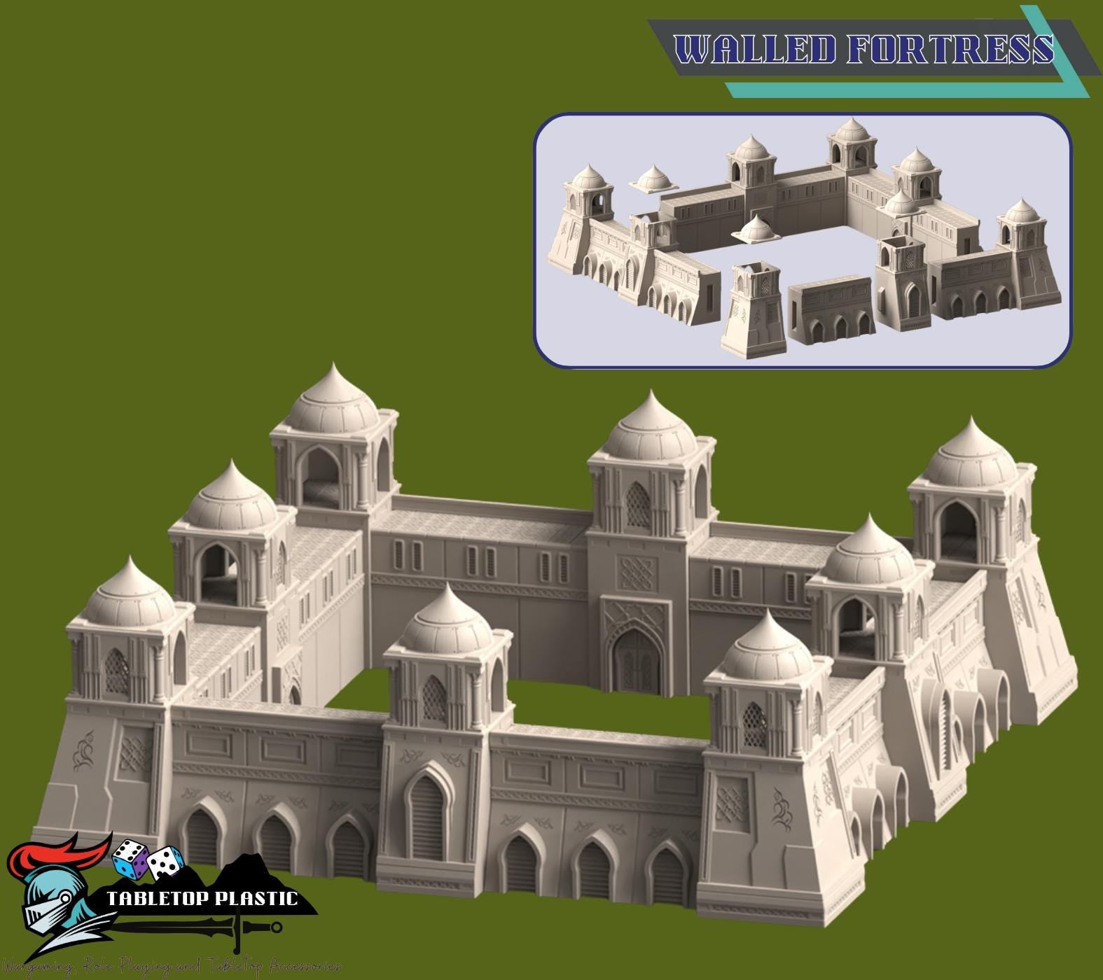 Epic Scale 15mm Desert Fortress City Terrain — Palaces, Walls & Hab Blocks Tabletop Scenery