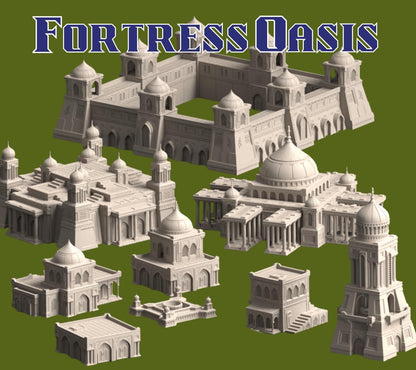Epic Scale 15mm Desert Fortress City Terrain — Palaces, Walls & Hab Blocks Tabletop Scenery