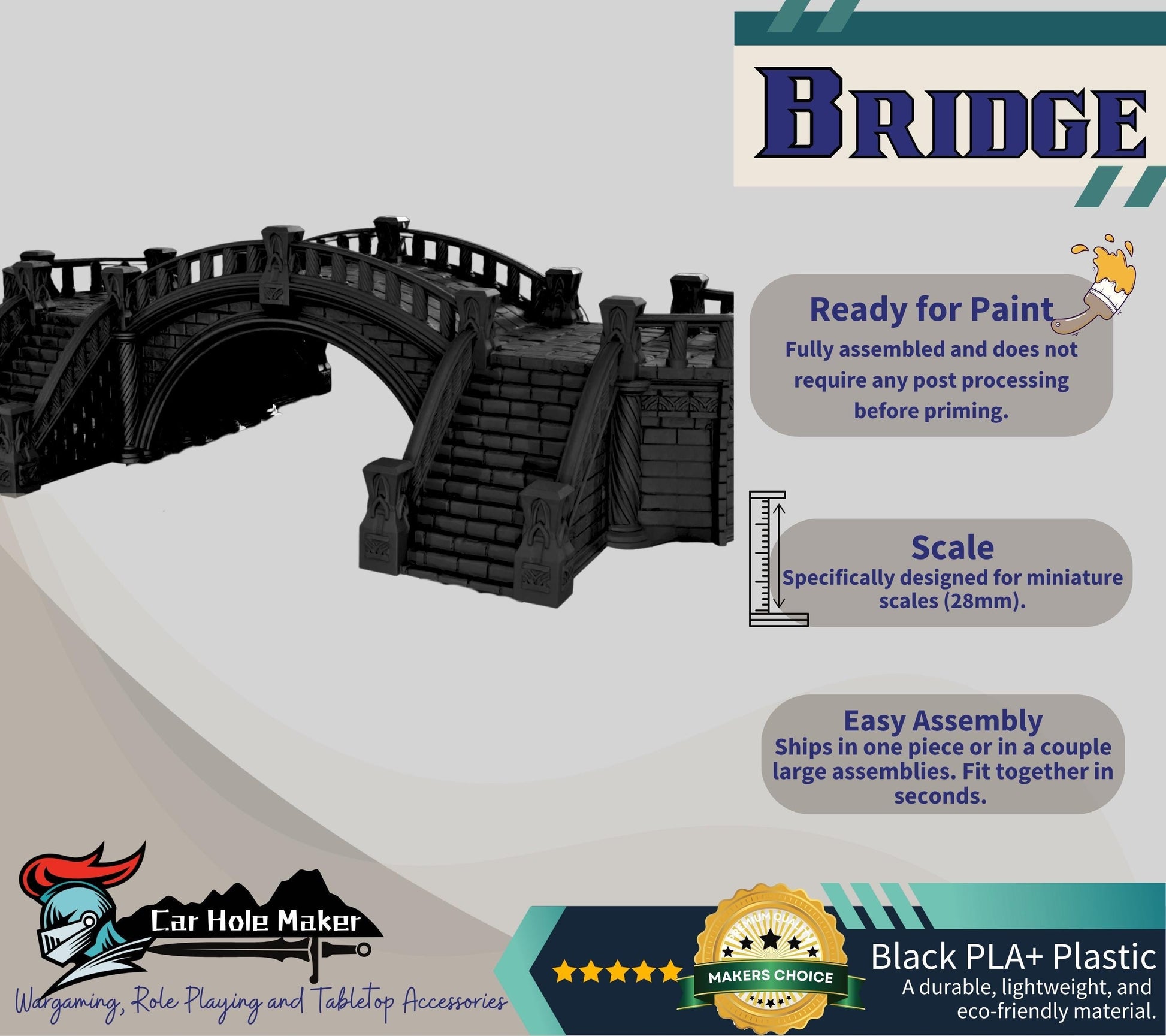 Fantasy Terrain Silver Haven – Modular Castle Walls, Gothic Bridge, House & Pavillion for Tabletop RPG and Wargaming Dioramas