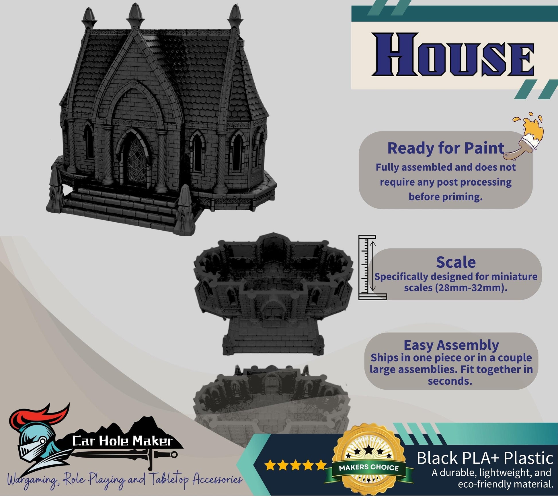 Fantasy Terrain Silver Haven – Modular Castle Walls, Gothic Bridge, House & Pavillion for Tabletop RPG and Wargaming Dioramas