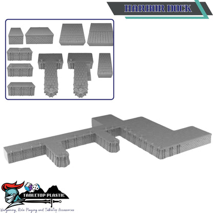 High Elf Harbor Terrain Set, 28mm Fantasy Seaport Scenery