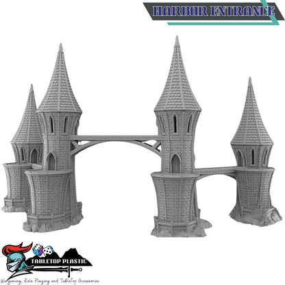 High Elf Harbor Terrain Set, 28mm Fantasy Seaport Scenery