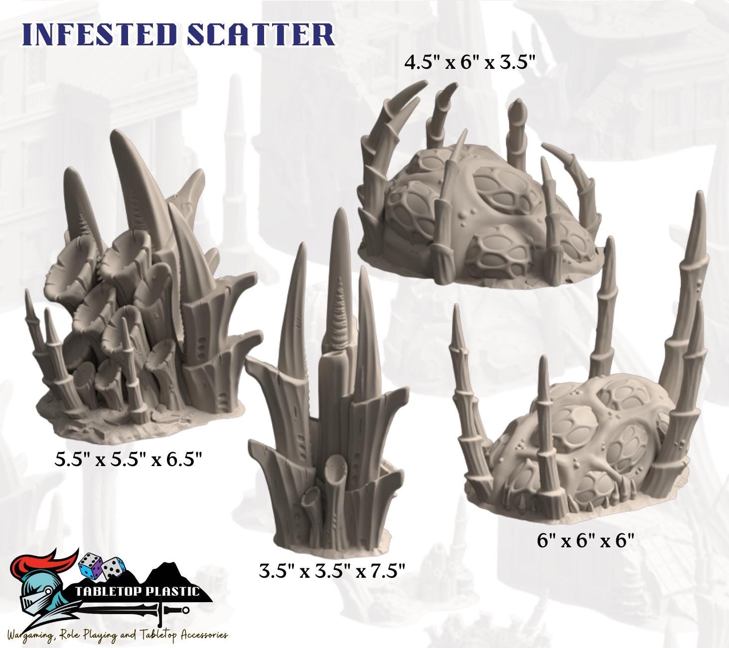 Evolved Alien Infestation Terrain, 28-32mm Sci-Fi Corner Ruins, Nests & Spores