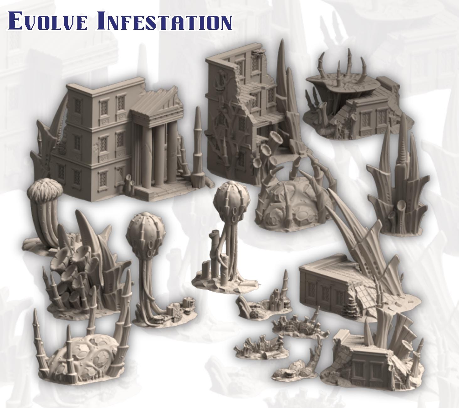 Alien Hive Terrain, Sci-Fi Spires and Platforms, 28-32mm Wargaming Scenery