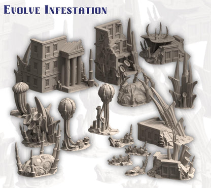 Alien Hive Terrain, Sci-Fi Spires and Platforms, 28-32mm Wargaming Scenery