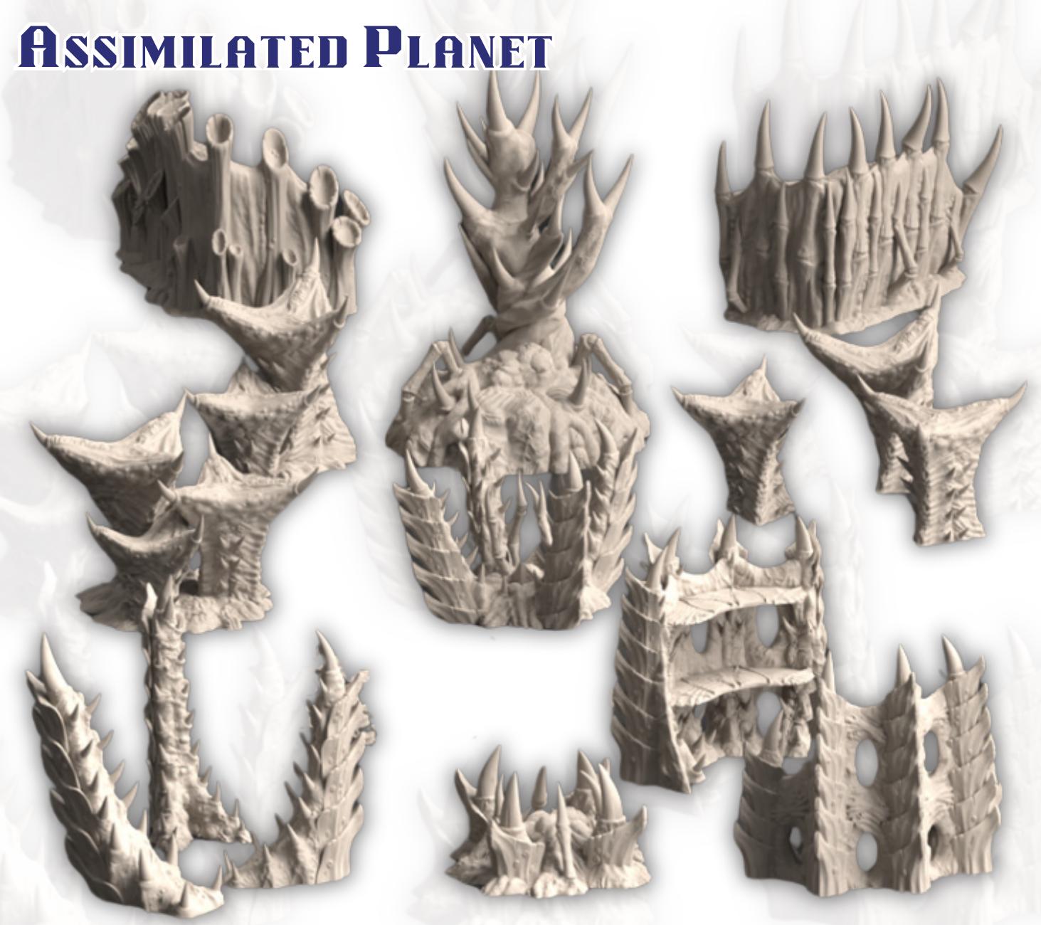 Evolved Alien Infestation Terrain, 28-32mm Sci-Fi Corner Ruins, Nests & Spores
