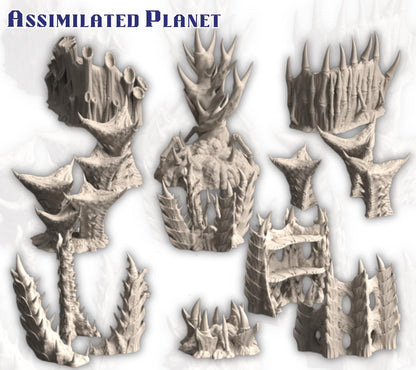 Evolved Alien Infestation Terrain, 28-32mm Sci-Fi Corner Ruins, Nests & Spores