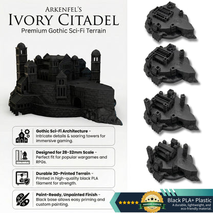 Ivory Citadel Centerpiece Terrain, White Stone Fortress Stronghold, 28–32mm Epic Siege Display & Battle Board Feature