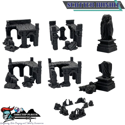 River City Ruins Terrain Set, Broken Bridges & Crumbling Stone Streets, 28–32mm Fantasy Aftermath Board Scenery