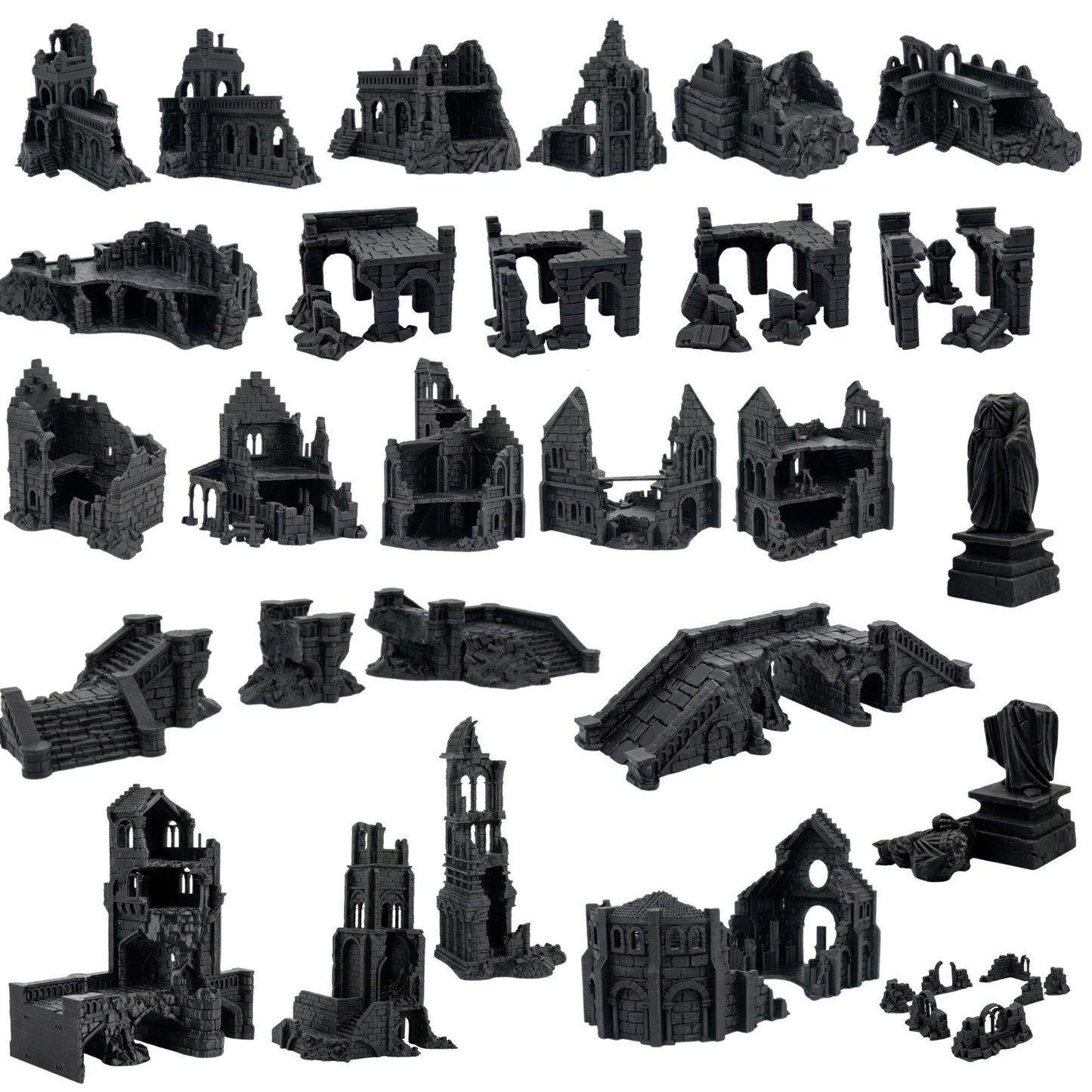 River City Ruins Terrain Set, Broken Bridges & Crumbling Stone Streets, 28–32mm Fantasy Aftermath Board Scenery