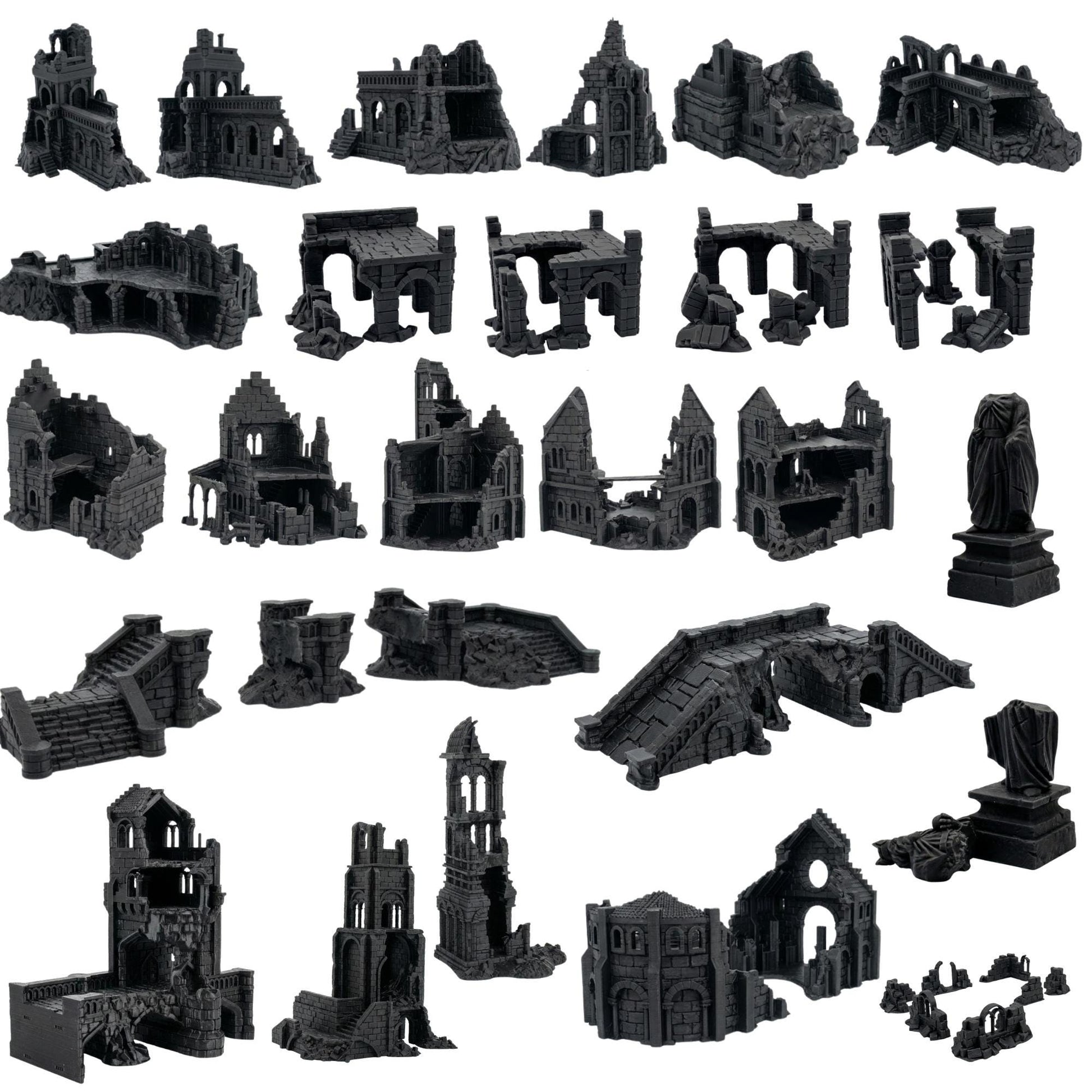 River City Ruins Terrain Set, Broken Bridges & Crumbling Stone Streets, 28–32mm Fantasy Aftermath Board Scenery