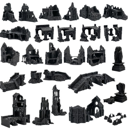 River City Ruins Terrain Set, Broken Bridges & Crumbling Stone Streets, 28–32mm Fantasy Aftermath Board Scenery