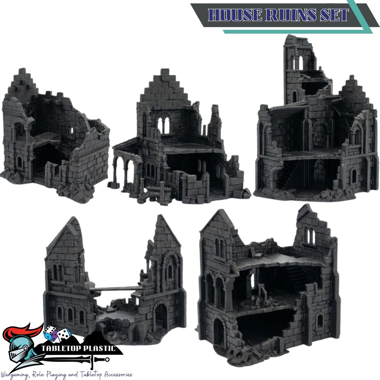 River City Ruins Terrain Set, Broken Bridges & Crumbling Stone Streets, 28–32mm Fantasy Aftermath Board Scenery