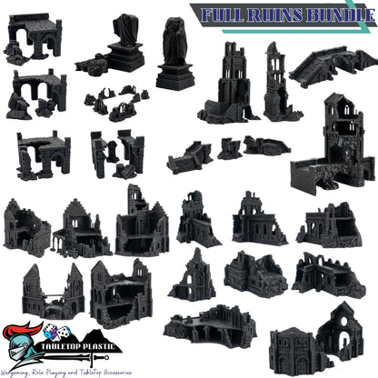 River City Ruins Terrain Set, Broken Bridges & Crumbling Stone Streets, 28–32mm Fantasy Aftermath Board Scenery