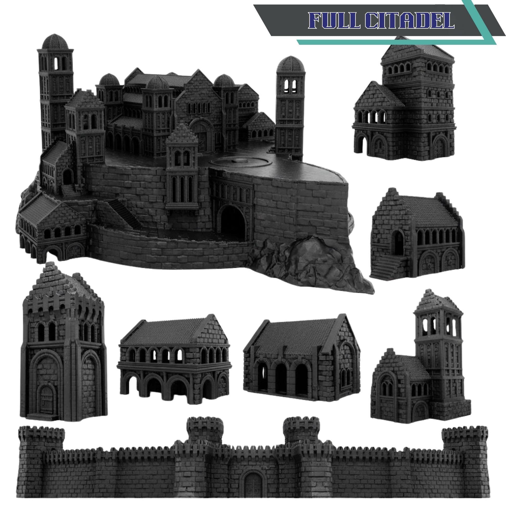 Gondor-Inspired White City Terrain, Citadel and Outer Walls, Bridges & Ruins, 28–32mm | Arkenfell (MESBG Style)