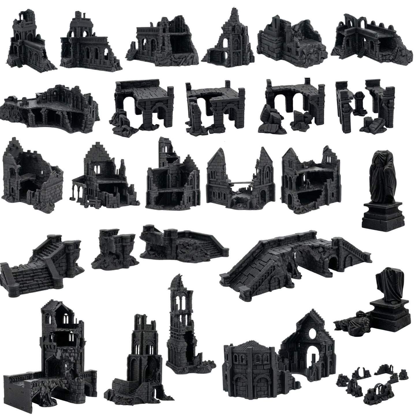 Gondor-Inspired White City Terrain, Citadel and Outer Walls, Bridges & Ruins, 28–32mm | Arkenfell (MESBG Style)