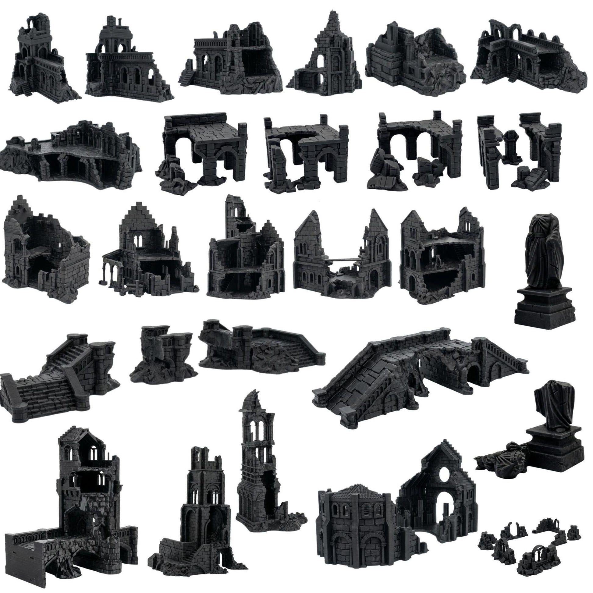 Gondor-Inspired White City Terrain, Citadel and Outer Walls, Bridges & Ruins, 28–32mm | Arkenfell (MESBG Style)