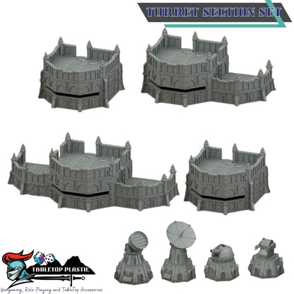 Sci-Fi Fortress Terrain, Modular Trenches & Walls, Bunkers/Turrets, Landing Pad — Gothic Sector Fortress (28–32mm)