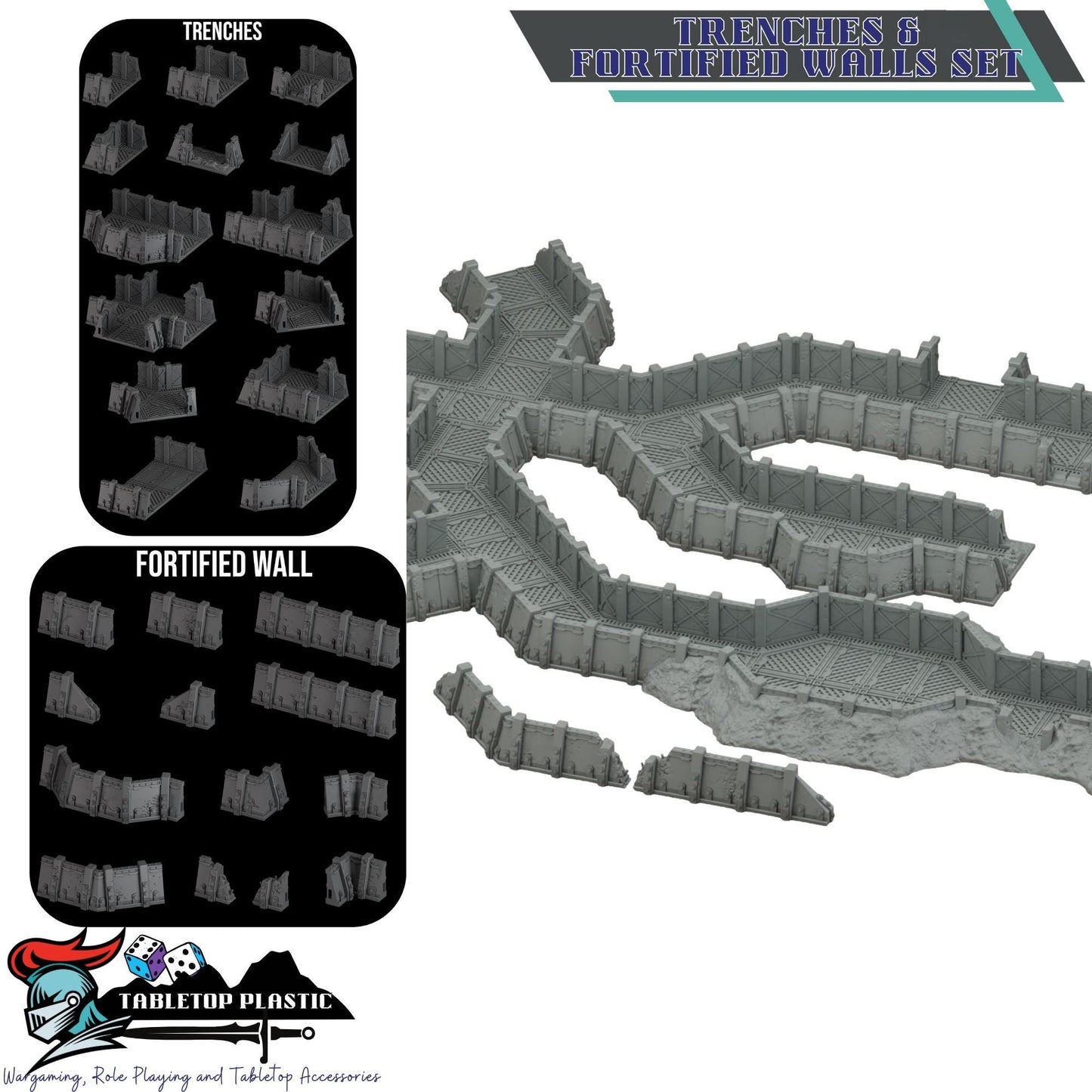 Sci-Fi Fortress Terrain, Modular Trenches & Walls, Bunkers/Turrets, Landing Pad — Gothic Sector Fortress (28–32mm)