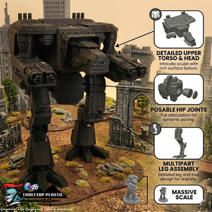 Dog Head Titan Proxy, Scout-Class Titan Walker, Magnet-Ready Weapons, 10.5” Tall, FDM Printed Model
