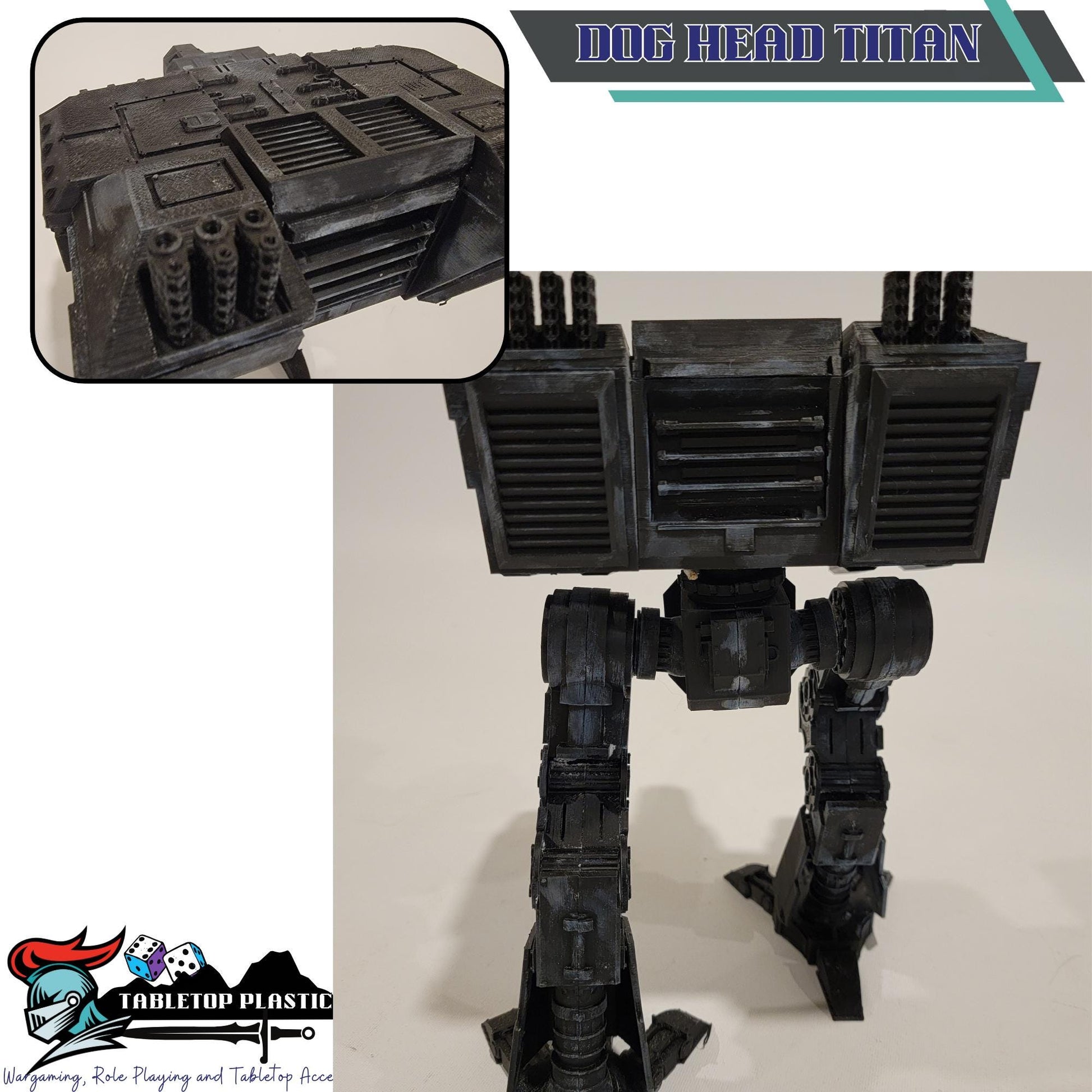 Dog Head Titan Proxy, Scout-Class Titan Walker, Magnet-Ready Weapons, 10.5” Tall, FDM Printed Model