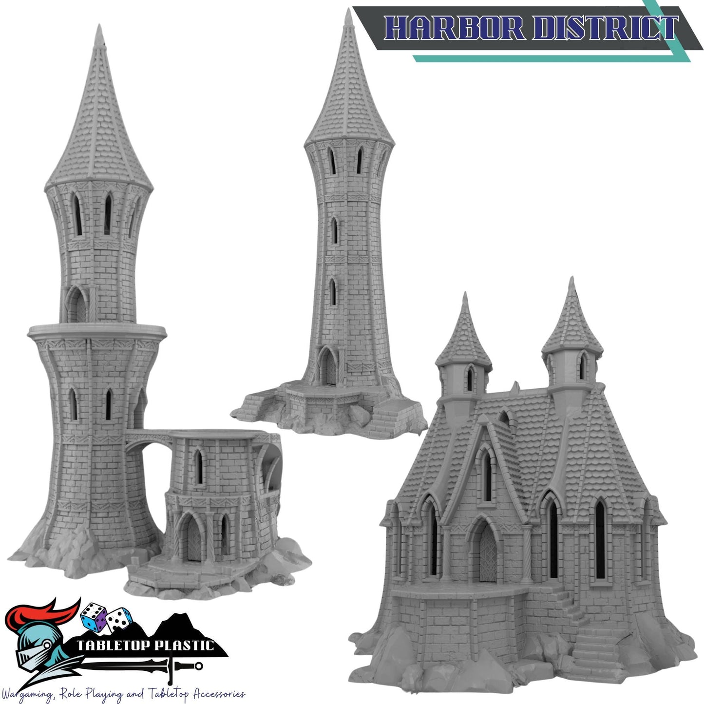 High Elf Harbor Terrain Set, 28mm Fantasy Seaport Scenery