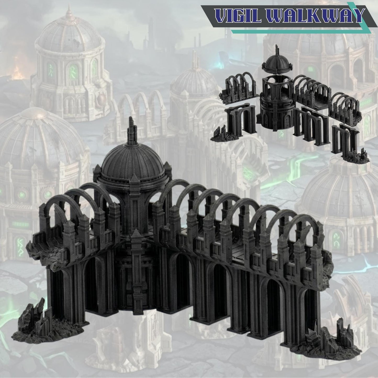 Sci-Fi Terrain Domes & Towers, 28-32mm Wargaming Ruins