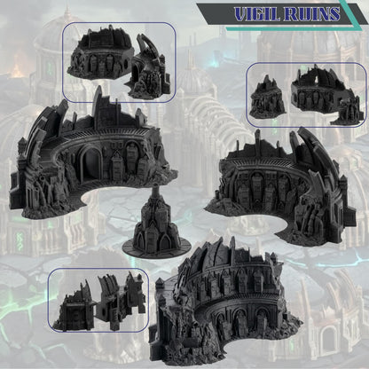 Sci-Fi Terrain Domes & Towers, 28-32mm Wargaming Ruins