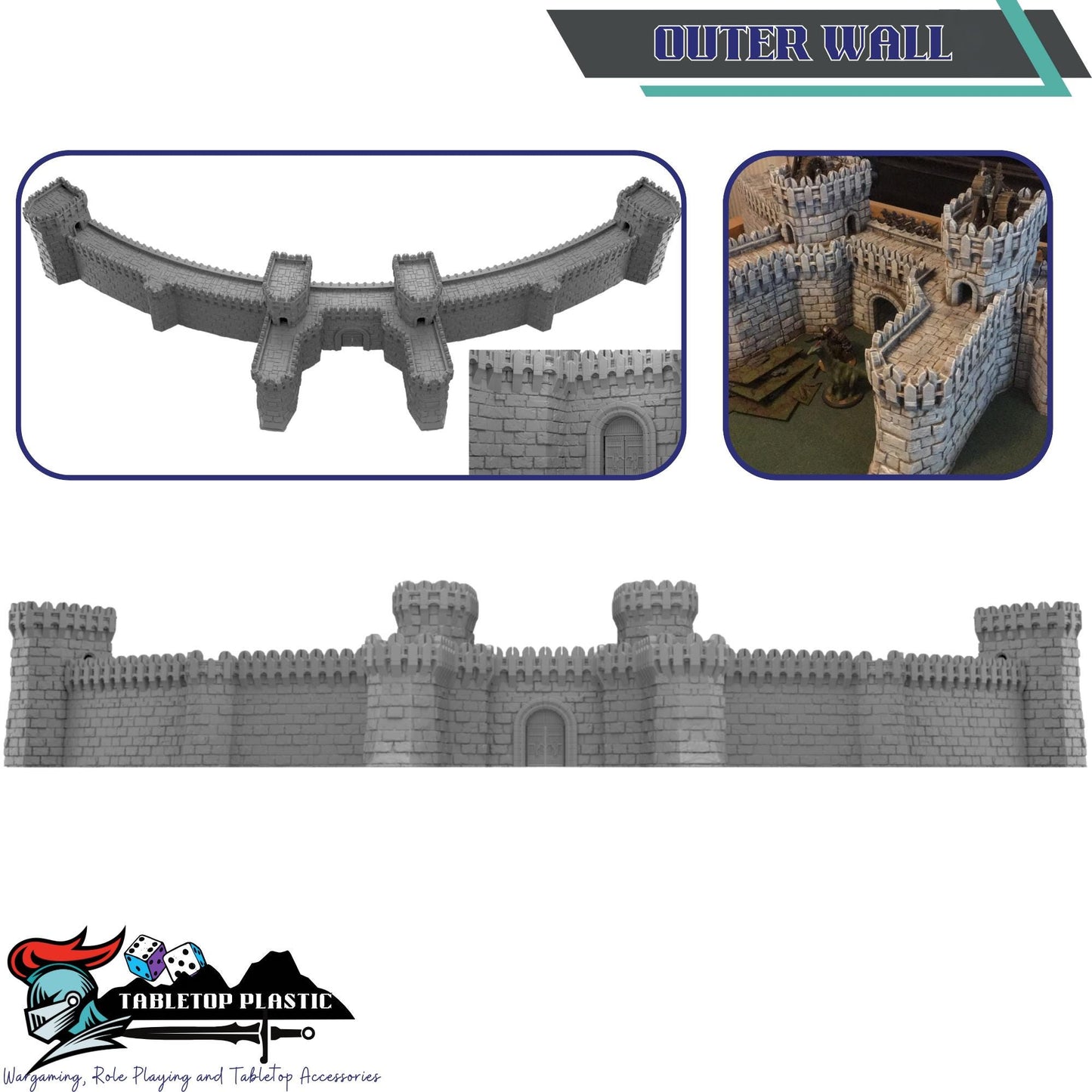 White City Fortress Terrain, Ivory Citadel & Outer Walls, Modular Towers/Gate, 28–32mm Siege Scenery (Intact Set)