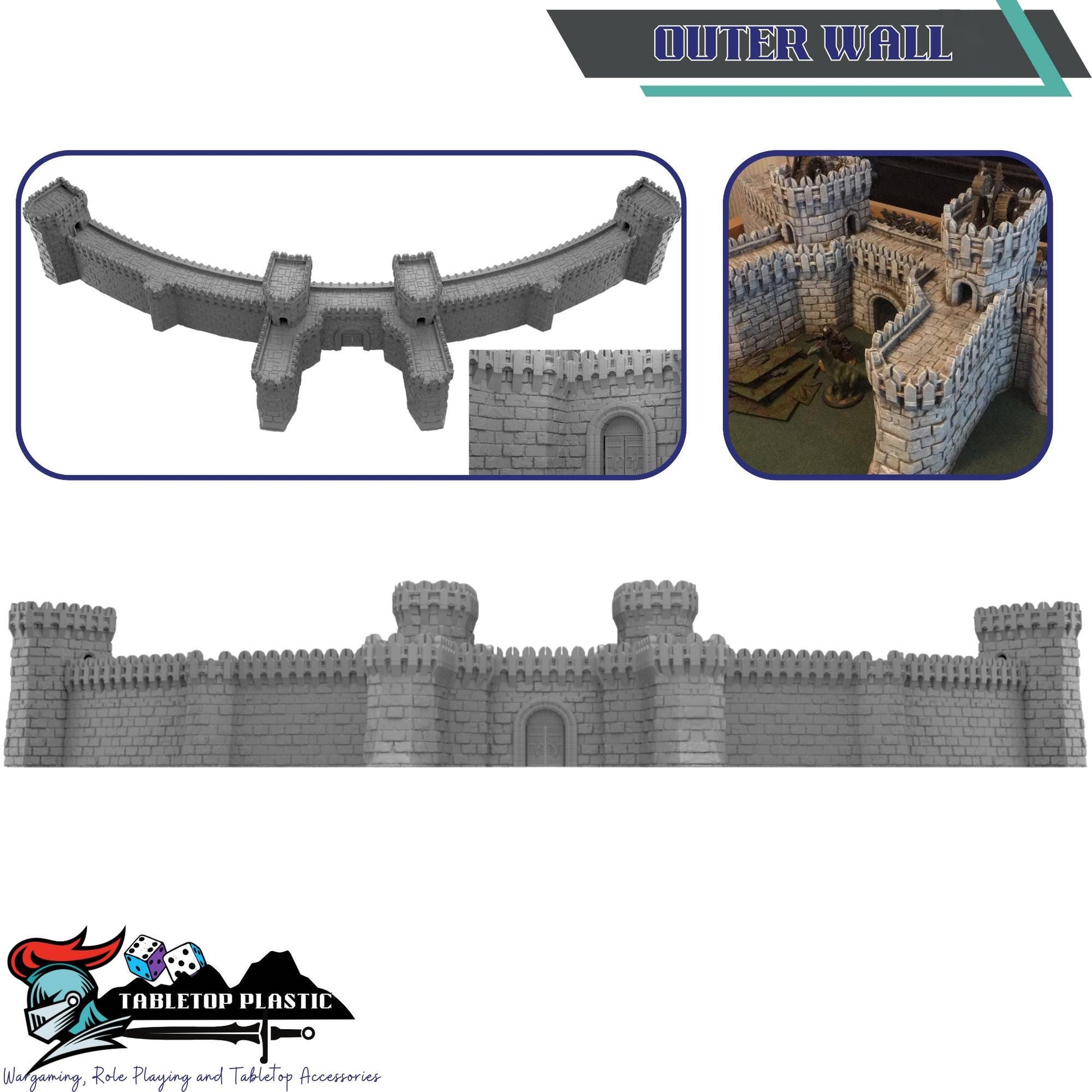 White City Fortress Terrain, Ivory Citadel & Outer Walls, Modular Towers/Gate, 28–32mm Siege Scenery (Intact Set)